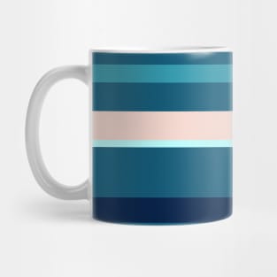 An attractive composition of Navy, Deep Sea Blue, Christmas Blue, Pale Cyan and Pale Pink stripes. Mug